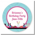 Glamour Girl Makeup Party - Round Personalized Birthday Party Sticker Labels thumbnail