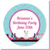 Glamour Girl Makeup Party - Round Personalized Birthday Party Sticker Labels