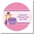 Glamour Girl - Round Personalized Birthday Party Sticker Labels thumbnail