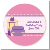 Glamour Girl - Round Personalized Birthday Party Sticker Labels