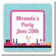 Glamour Girl Makeup Party - Square Personalized Birthday Party Sticker Labels thumbnail