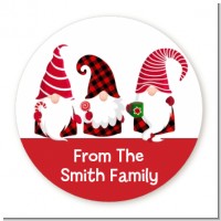 Gnome - Round Personalized Christmas Sticker Labels