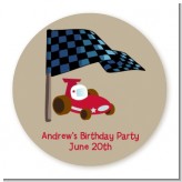 Go Kart - Round Personalized Birthday Party Sticker Labels