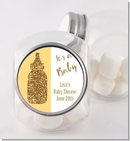 Gold Glitter Baby Bottle - Personalized Baby Shower Candy Jar
