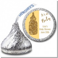 Gold Glitter Baby Bottle - Hershey Kiss Baby Shower Sticker Labels