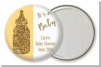 Gold Glitter Baby Bottle - Personalized Baby Shower Pocket Mirror Favors