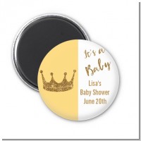 Gold Glitter Baby Crown - Personalized Baby Shower Magnet Favors