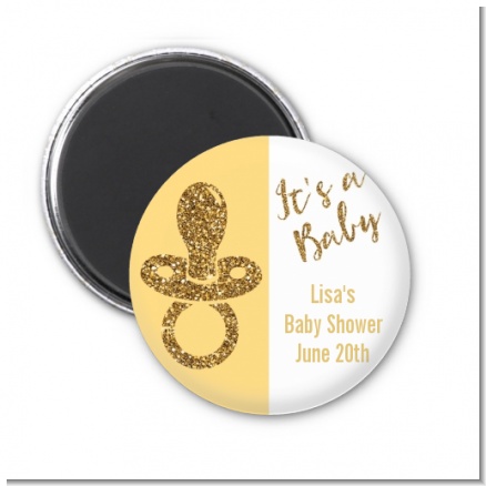 Gold Glitter Baby Pacifier - Personalized Baby Shower Magnet Favors