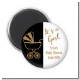 Gold Glitter Black Carriage - Personalized Baby Shower Magnet Favors thumbnail