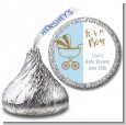 Gold Glitter Blue Carriage - Hershey Kiss Baby Shower Sticker Labels thumbnail