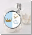 Gold Glitter Blue Crown - Personalized Baby Shower Candy Jar thumbnail