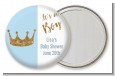 Gold Glitter Blue Crown - Personalized Baby Shower Pocket Mirror Favors thumbnail