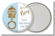 Gold Glitter Blue Rattle - Personalized Baby Shower Pocket Mirror Favors thumbnail
