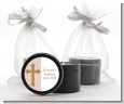 Gold Glitter Cross Beige - Baptism / Christening Black Candle Tin Favors thumbnail