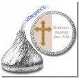 Gold Glitter Cross Beige - Hershey Kiss Baptism / Christening Sticker Labels thumbnail
