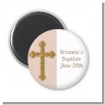 Gold Glitter Cross Beige - Personalized Baptism / Christening Magnet Favors thumbnail