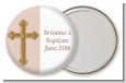 Gold Glitter Cross Beige - Personalized Baptism / Christening Pocket Mirror Favors thumbnail