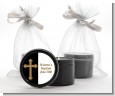 Gold Glitter Cross Black - Baptism / Christening Black Candle Tin Favors thumbnail