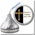 Gold Glitter Cross Black - Hershey Kiss Baptism / Christening Sticker Labels thumbnail