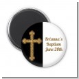 Gold Glitter Cross Black - Personalized Baptism / Christening Magnet Favors thumbnail