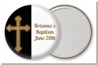Gold Glitter Cross Black - Personalized Baptism / Christening Pocket Mirror Favors