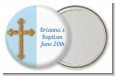 Gold Glitter Cross Blue - Personalized Baptism / Christening Pocket Mirror Favors thumbnail
