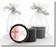 Gold Glitter Cross Pink - Baptism / Christening Black Candle Tin Favors thumbnail