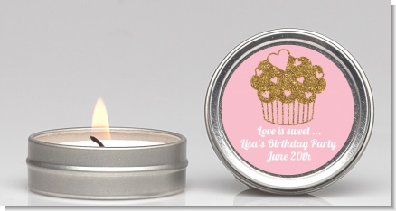 Gold Glitter Cupcake - Birthday Party Candle Favors