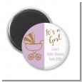 Gold Glitter Lavender Carriage - Personalized Baby Shower Magnet Favors thumbnail