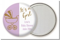 Gold Glitter Lavender Carriage - Personalized Baby Shower Pocket Mirror Favors