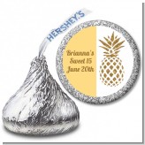 Gold Glitter Pineapple - Hershey Kiss Birthday Party Sticker Labels