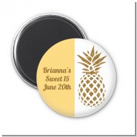 Gold Glitter Pineapple - Personalized Birthday Party Magnet Favors