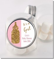 Gold Glitter Pink Baby Bottle - Personalized Baby Shower Candy Jar
