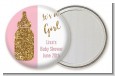 Gold Glitter Pink Baby Bottle - Personalized Baby Shower Pocket Mirror Favors thumbnail