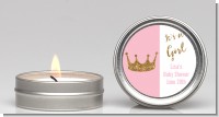 Gold Glitter Pink Crown - Baby Shower Candle Favors