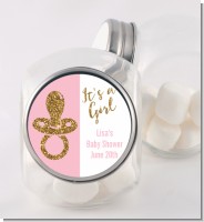 Gold Glitter Pink Pacifier - Personalized Baby Shower Candy Jar