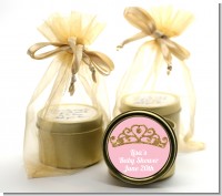 Gold Glitter Pink Tiara - Baby Shower Gold Tin Candle Favors