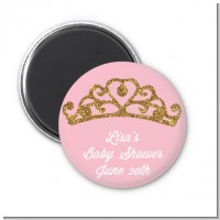 Gold Glitter Pink Tiara - Personalized Baby Shower Magnet Favors