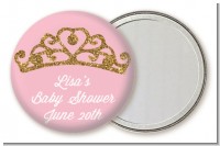 Gold Glitter Pink Tiara - Personalized Baby Shower Pocket Mirror Favors