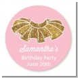 Gold Glitter Tutu - Round Personalized Birthday Party Sticker Labels thumbnail