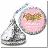 Gold Glitter Tutu - Hershey Kiss Birthday Party Sticker Labels