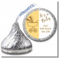 Gold Glitter Yellow Carriage - Hershey Kiss Baby Shower Sticker Labels thumbnail