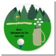 Golf - Round Personalized Retirement Party Sticker Labels thumbnail