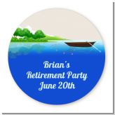 Gone Fishing - Round Personalized Retirement Party Sticker Labels