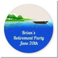 Gone Fishing - Round Personalized Retirement Party Sticker Labels