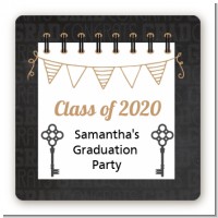 Grad Keys to Success - Square Personalized Graduation Party Sticker Labels