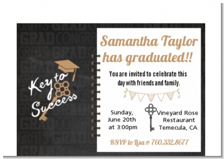 Grad Keys to Success - Graduation Party Petite Invitations