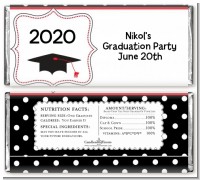 Graduation Cap Black & Red - Personalized Graduation Party Candy Bar Wrappers