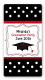 Graduation Cap Black & Red - Custom Rectangle Graduation Party Sticker/Labels thumbnail