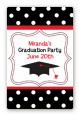 Graduation Cap Black & Red - Custom Large Rectangle Graduation Party Sticker/Labels thumbnail